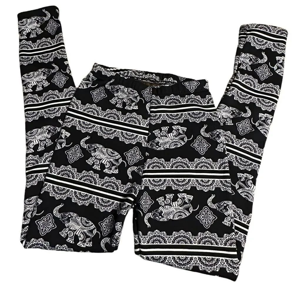 Just Cozy Elephant Pattern Fleece Lined Leggings